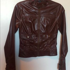 Maroon snakeskin leather jacket